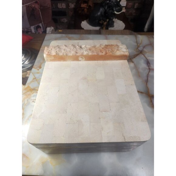 Maitland-Smith Post Modern Tessellated Stone Cedar Lined Hinged Jewelry Box/Humi - Picture 6 of 8